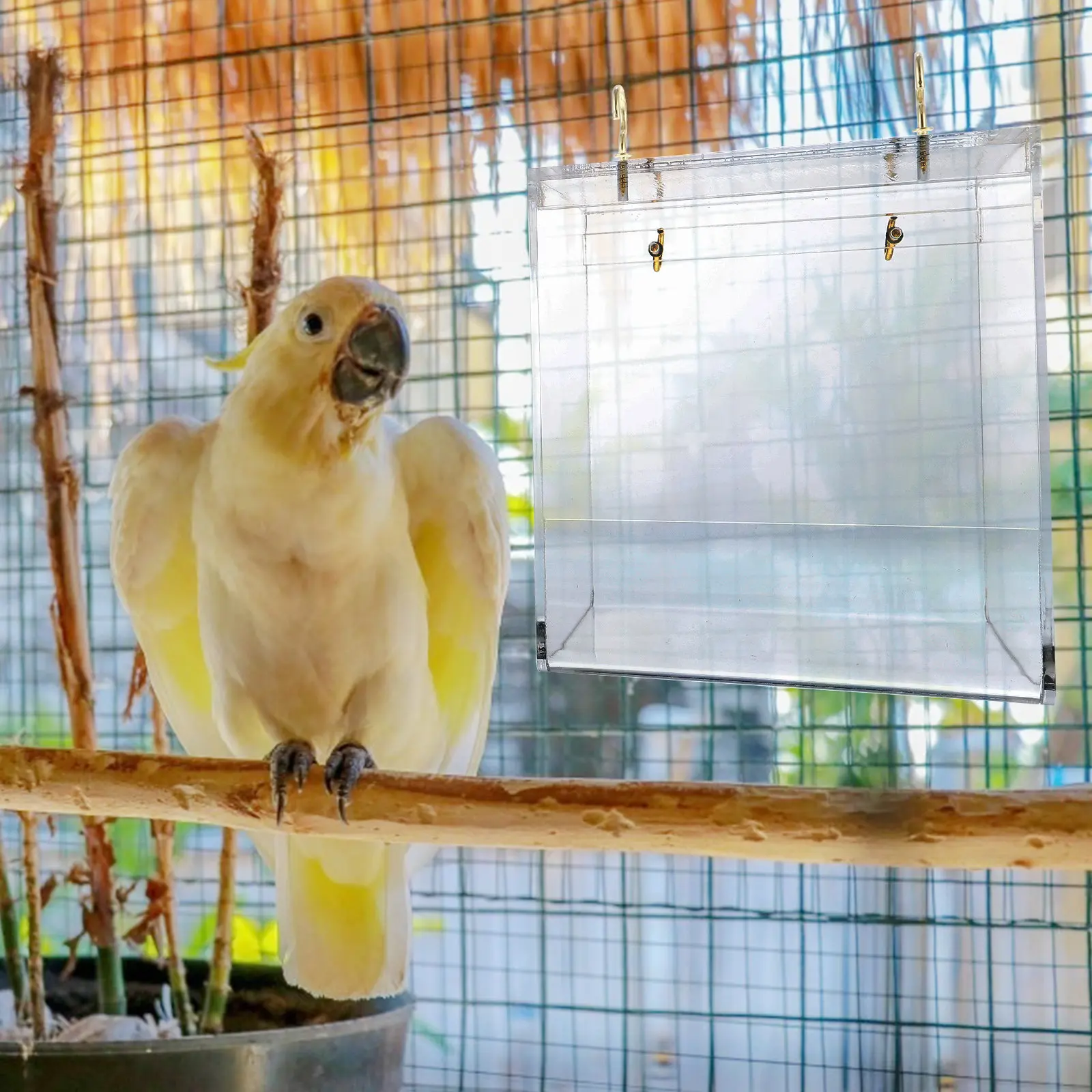 

Premium Acrylic Parrot Bathtub for Cage Use Clear Transparent Bird Bath Box Ideal Sand Bath for Budgie Cockatiel