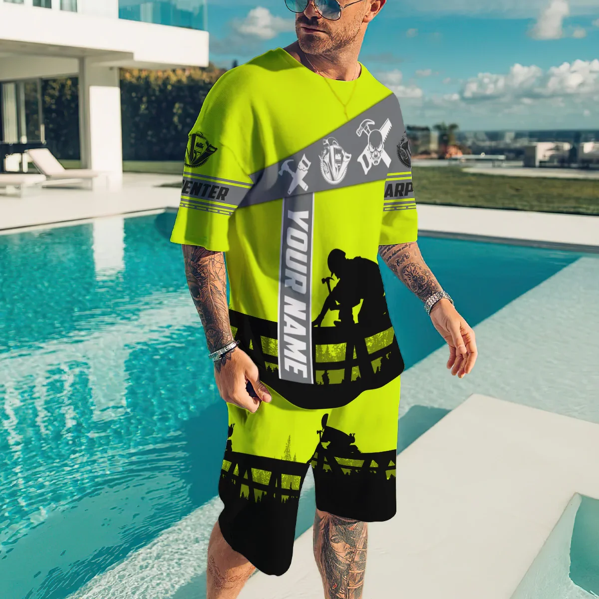 Men\'s Oversized 3D Clothing T-shirt Shorts outfits Sets Streetswear Men Tracksuit Male Tshirt Set Summer Beach Customized name