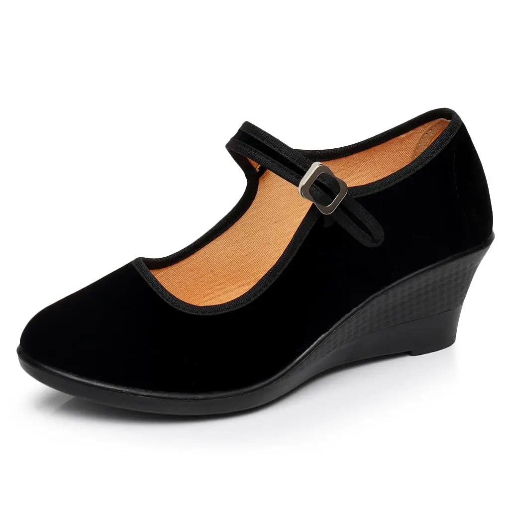 Beijing Ladies High Heel Slope Follow Black Cloth Shoes Work Single Shoes Hotel Business Anti-slip Dance Performance Gifts