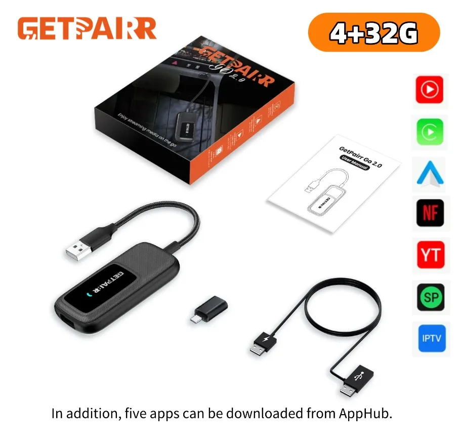 GetPairr Wireless CarPlay Adapter 4+32G Car Multimedia Box GO 2.0