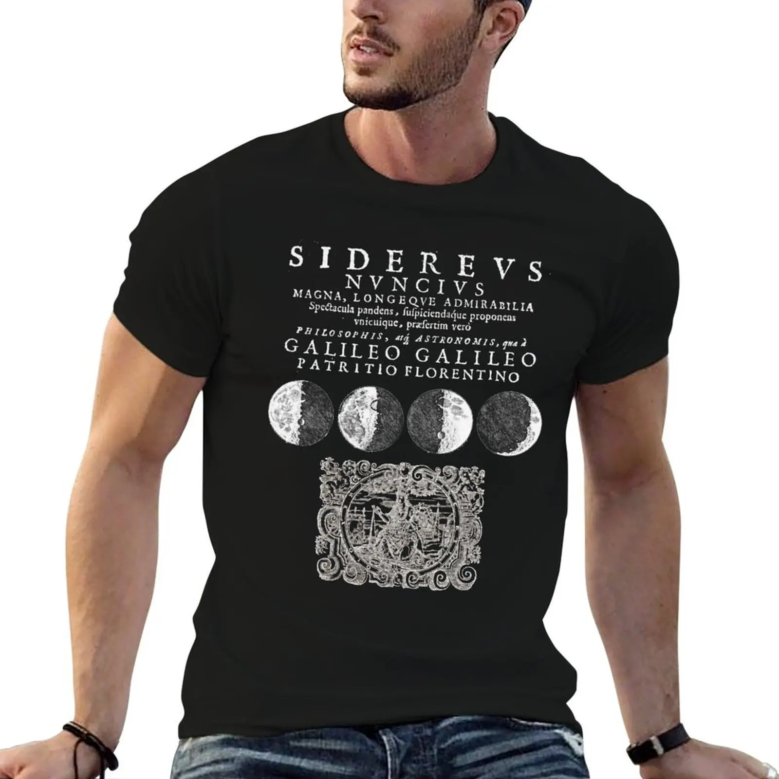 Camiseta invertida Galileo Galilei Sidereus Nuncius, camisetas para hombre, camiseta suave de algodón, camiseta de algodón para hombre