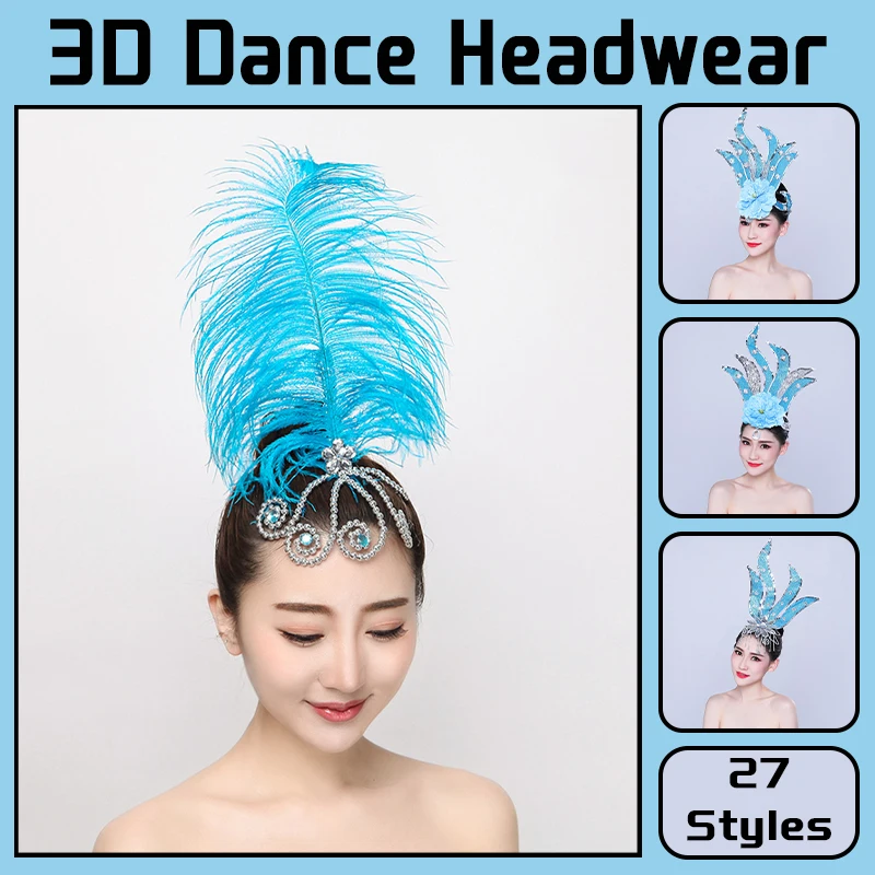 

Women National Dance Headdress Opening Dance Stage Performance Hair Accessories Tiara Traditional Classical Dance Head Flower