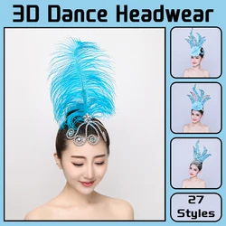 Women National Dance Headdress Opening Dance Stage Performance Hair Accessories Tiara Traditional Classical Dance Head Flower