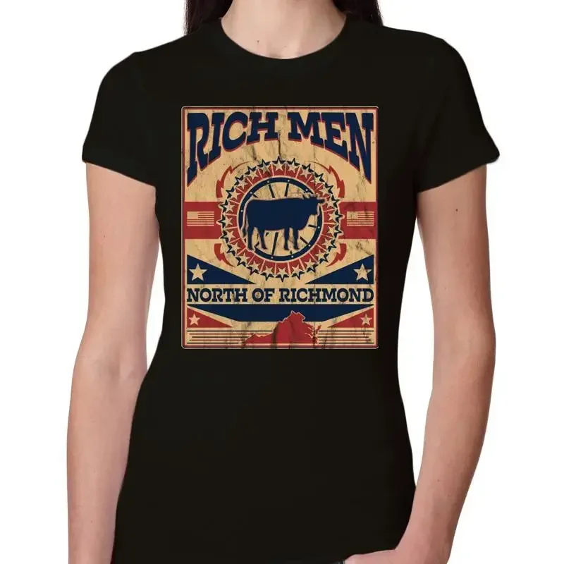 Rich Men North of Richmond Distressed Steer Cow Women Slim Fit Junior T Shirt