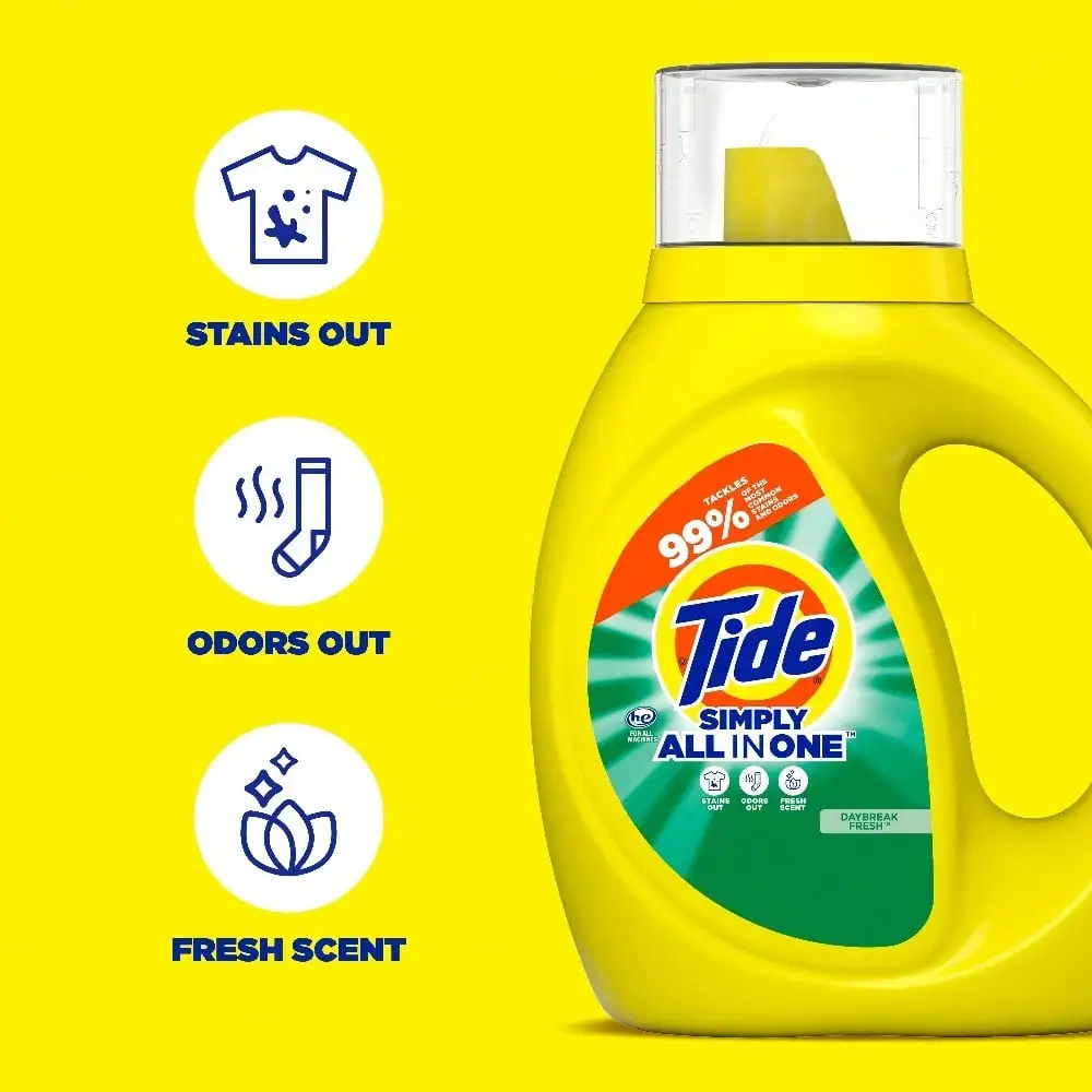 Simply Daybreak Fresh Concentrated Laundry Detergent, 117oz 89 Loads HE Compatible Stain Remover