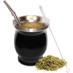 Juego de taza de té de acero inoxidable doble con cuchara y cepillo, botella Yerba Mate de 230ML, aislamiento térmico, antiquemaduras, 1 Juego