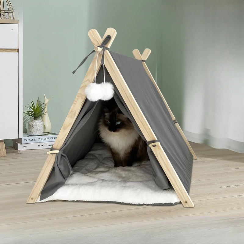 Imagem -02 - Indoor Canvas Pet Tent com Almofada Grossa Dog House Cat Bed Sono Profundo Puppy Suprimentos Macios