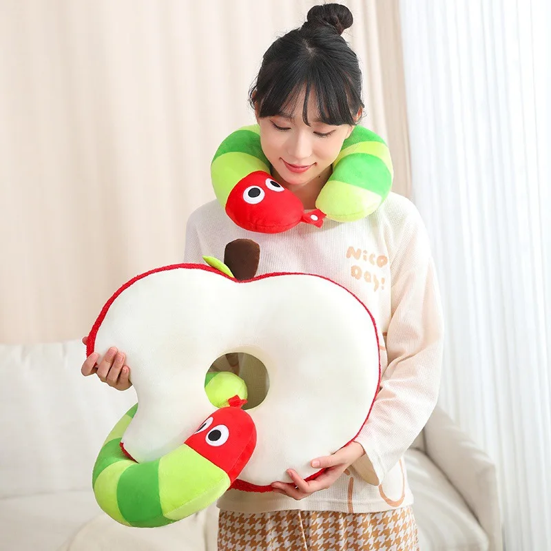 

Cute Apple Bug U-shaped Backrest Pillow Travel Office Sleeping Napping Neck Pillow Slow Rebound Neck Pillow Cartoon Cushion Gift