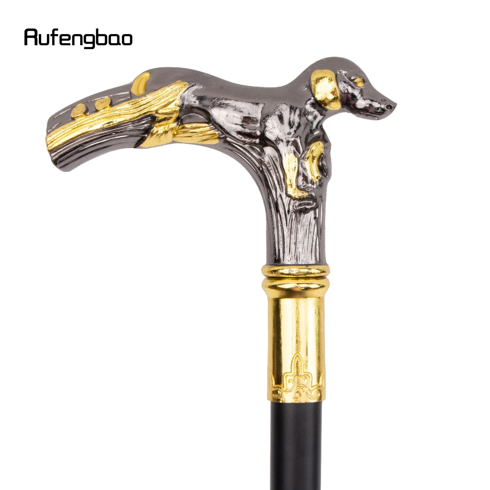 Golden Black Dog Handle Luxury Pattern Walking Stick Party Fashion Walking Stick Decorative Cospaly Cane Knob Crosier 90cm