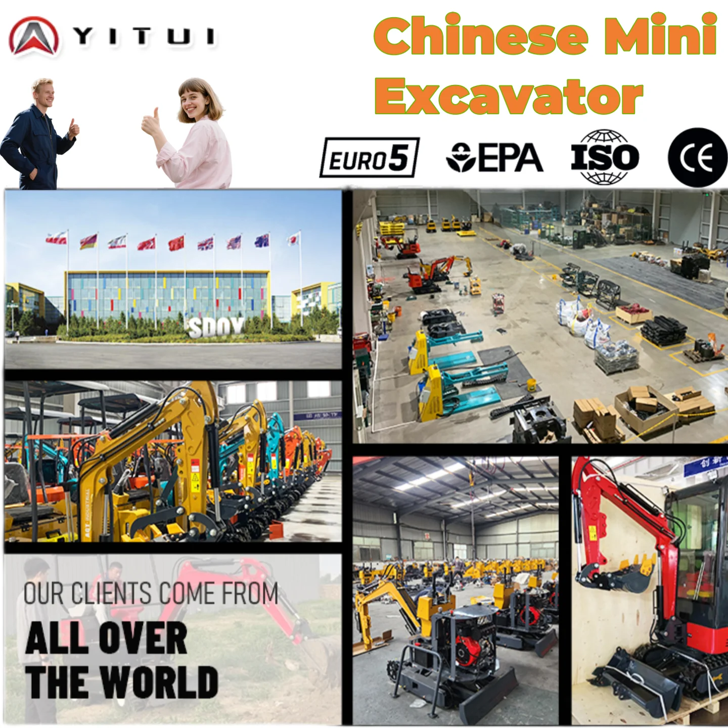 Mini escavatore idraulico portatile da 1,2 tonnellate Ce Epa Euro 5 Mini escavatore idraulico approvato Motore Kubota per la casa e l'amodellismo personalizzato