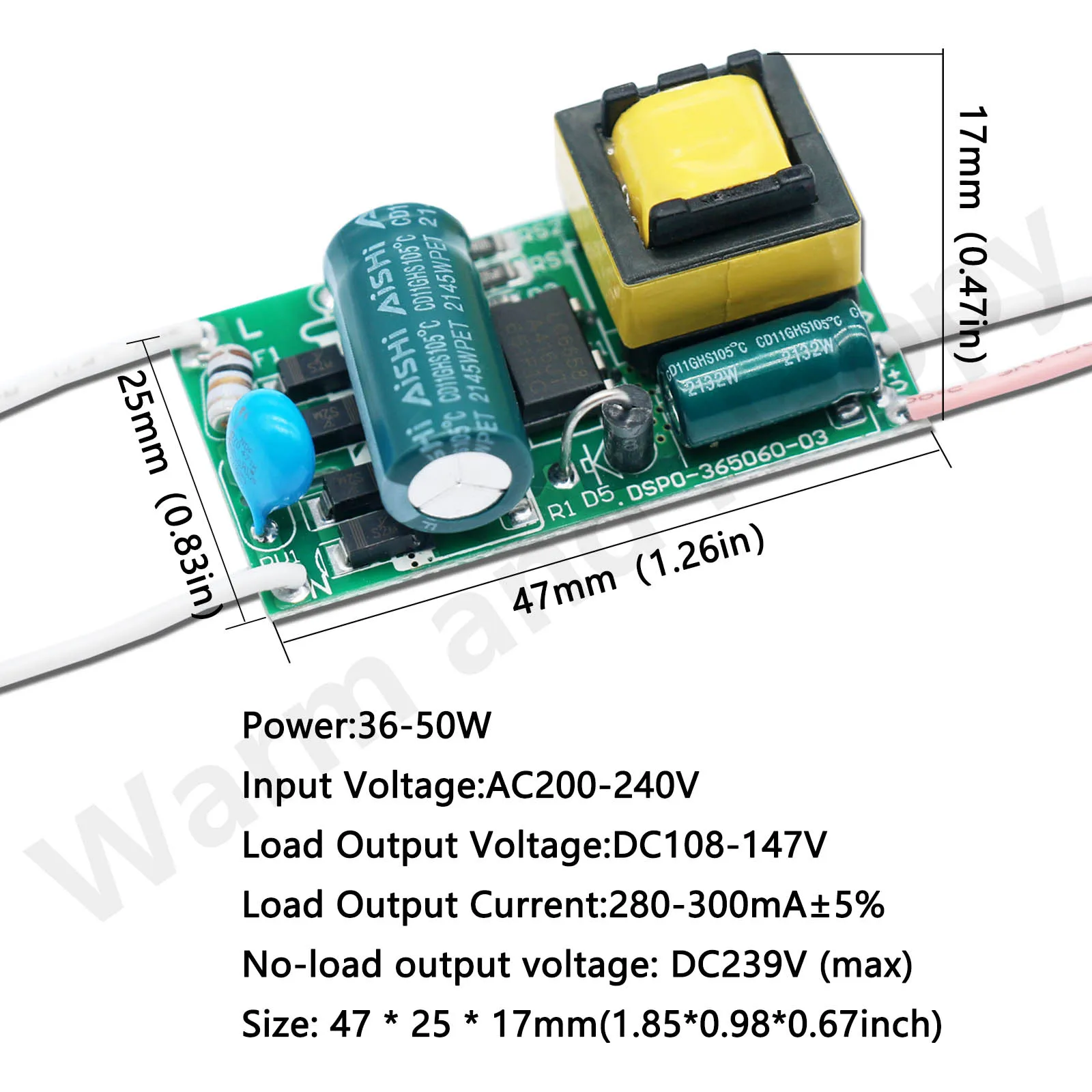 LED Driver 8W 18W 25W 36W 50W 300mA 250mA LED Non-Isolated Constant Current Transformer AC to DC Converter Power Unit Device