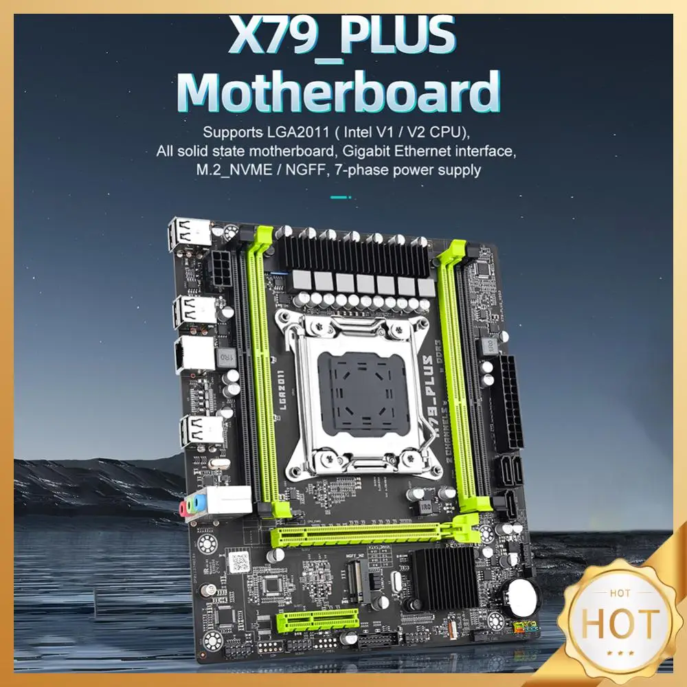 

X79 Plus Motherboard LGA 2011 Desktop Mainboard Gigabit LAN 10* USB2.0 NVME M.2 3* SATA2.0 PCI-E 16X/4X