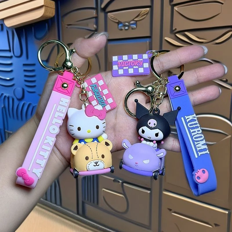 

Unique Hello Kitty Keychain Sanrio Characters Car Design Kawaii Backpack Pendant Cartoon Creative Keychain Fashion Girls Present