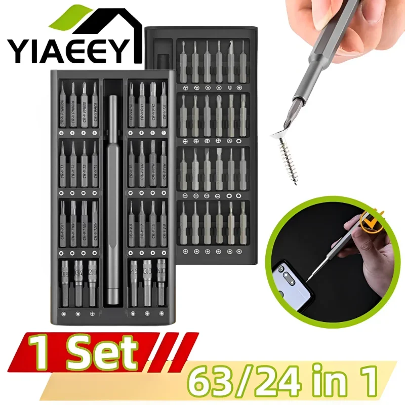 63/24 in 1 Small Screwdriver Set Precision Magnetic Bit Kit Screw Driver PC Laptop Gameconsoles Tables Electronic Repair Tool