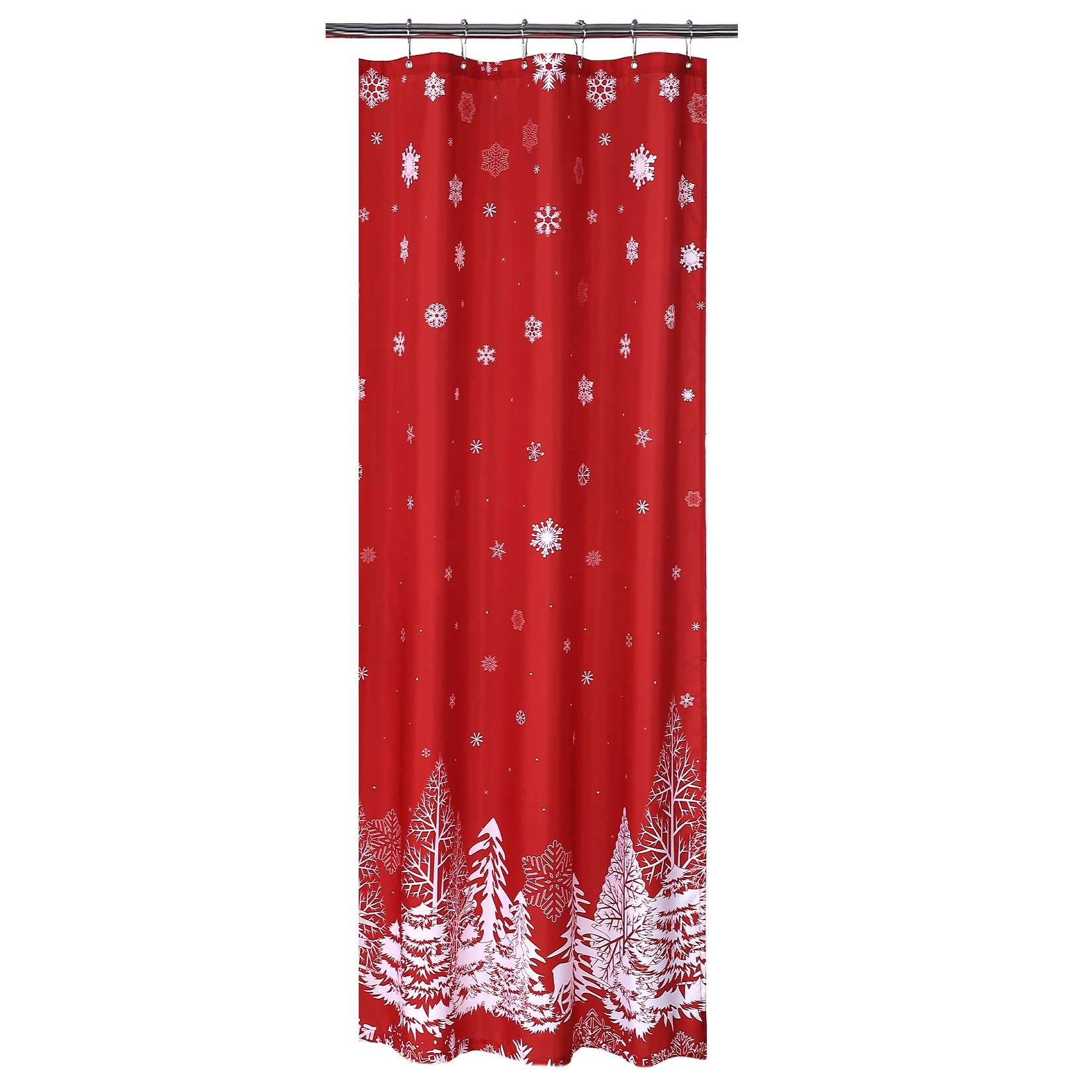 Weihnachts-Duschvorhang, 182,9 x 182,9 cm, Weihnachtsbaum und Schneeflocken-Stoff, Duschvorhang für