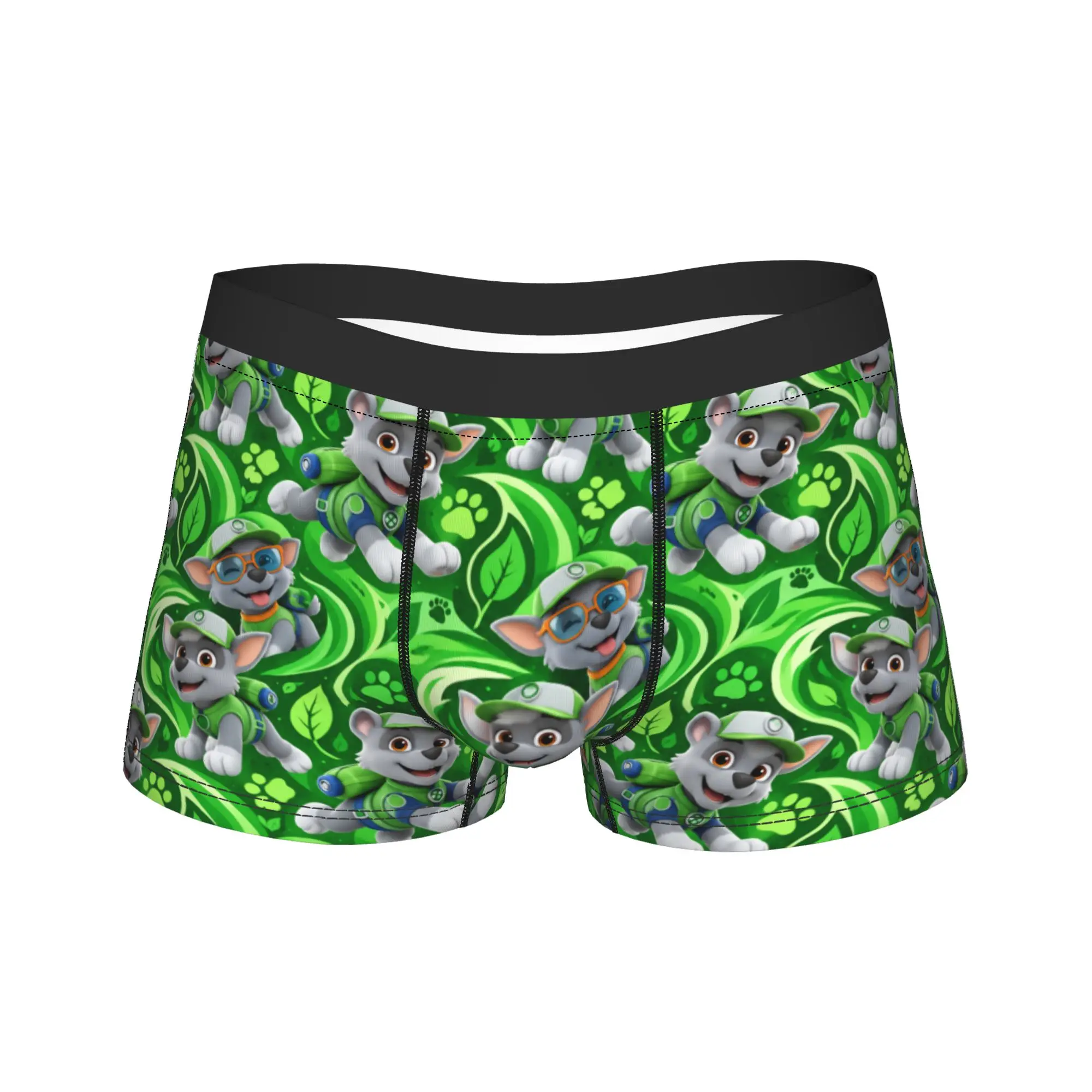 Paw Dogs Green Nature Puppy Leaf Boxer Shorts Pouch Underwear Quality Printed Shorts Briefs Novelty Men Underpants Plus Size 2XL