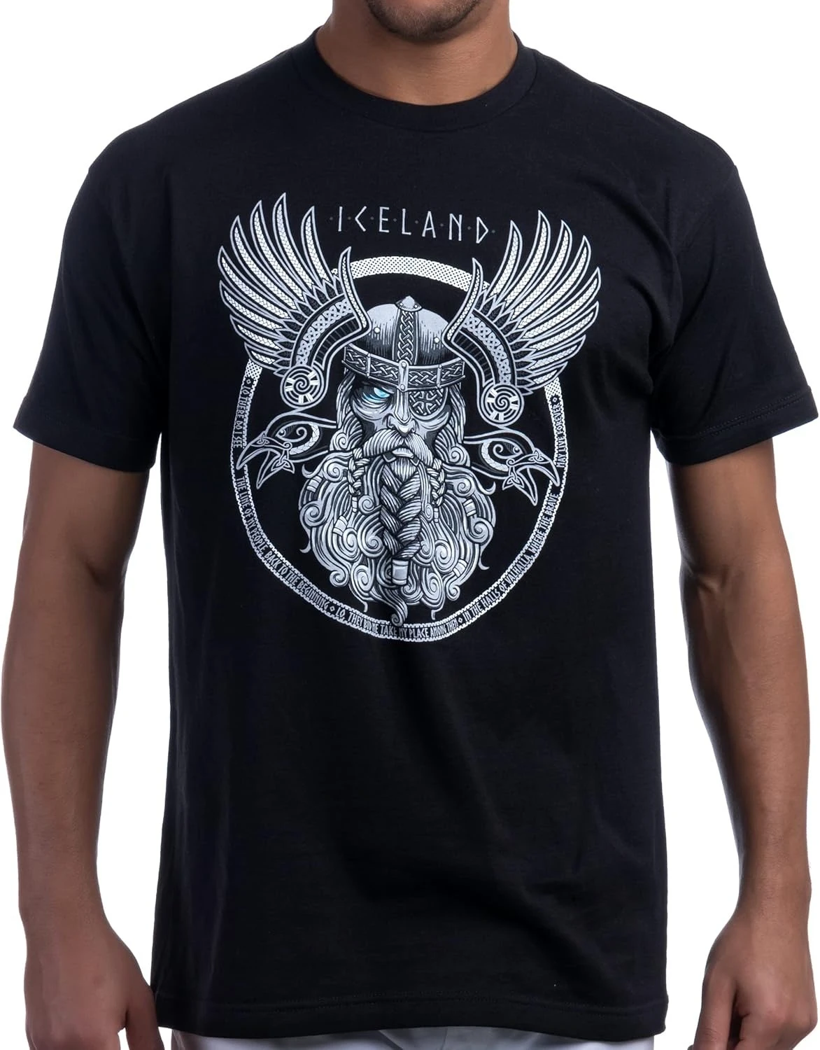 

Icelandic Norse Mythology God Valhalla Raven Nordic Thor design-100% cotton O-neck short sleeve printed men's T-shirt.