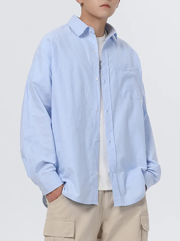 

Retro Men Oversize Button-Down Cotton Blend Shirt 2026 Autumn Fashion Long Sleeve Oxford Style Daily Office Workwear Shirts Male