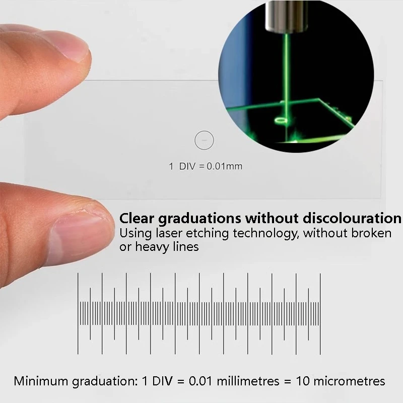

1PC Microscope Stage Micrometer Calibration Slide Graduated Scale Slide 0.1/0.01mm Microscope Reticle Division of the Graticule