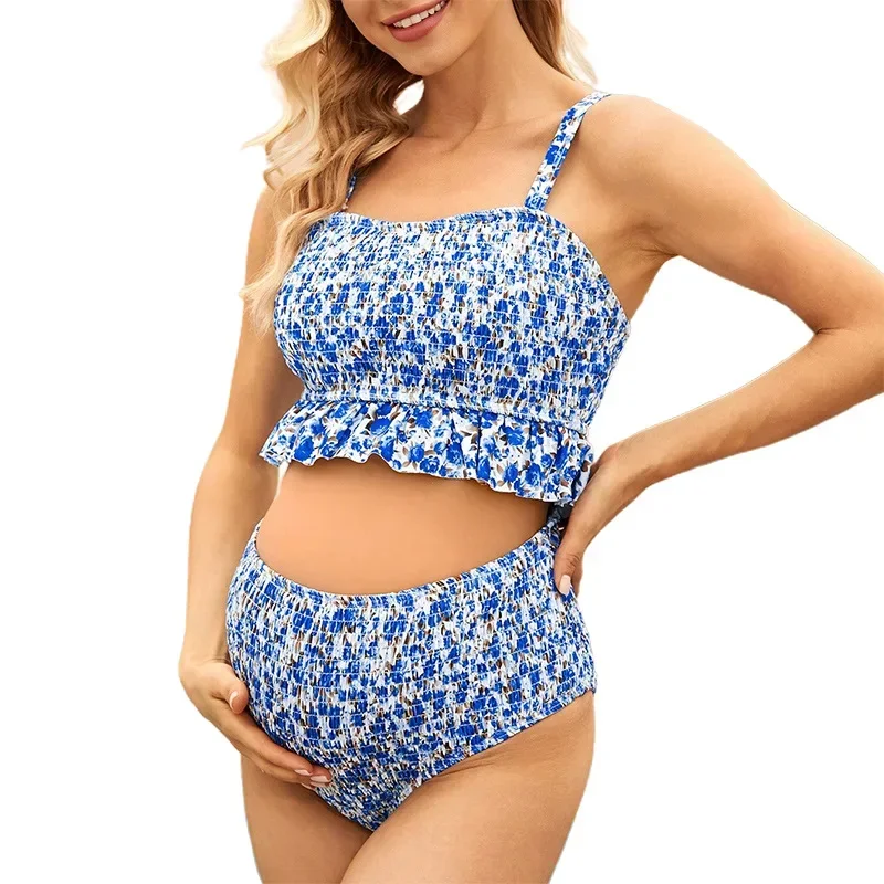 

New Pregnant Swimsuits Split Strap 2 Pcs Swimming Clothing Sets Women's Plus Size Split Strap Bathing Suits Summer Bikini Suits