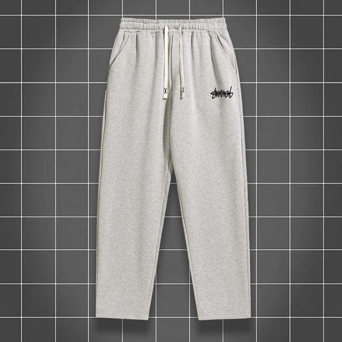 Men's solid color straight leg jogging pants, suitable for casual sports such as running, gym, and outdoor activities