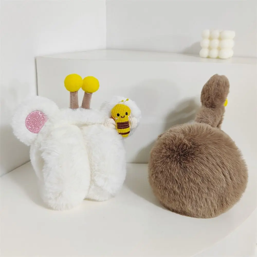 Orejeras cálidas de invierno de abeja pequeña a la moda, calentador de orejas de felpa plegable, orejeras de protección contra el frío Kawaii para invierno