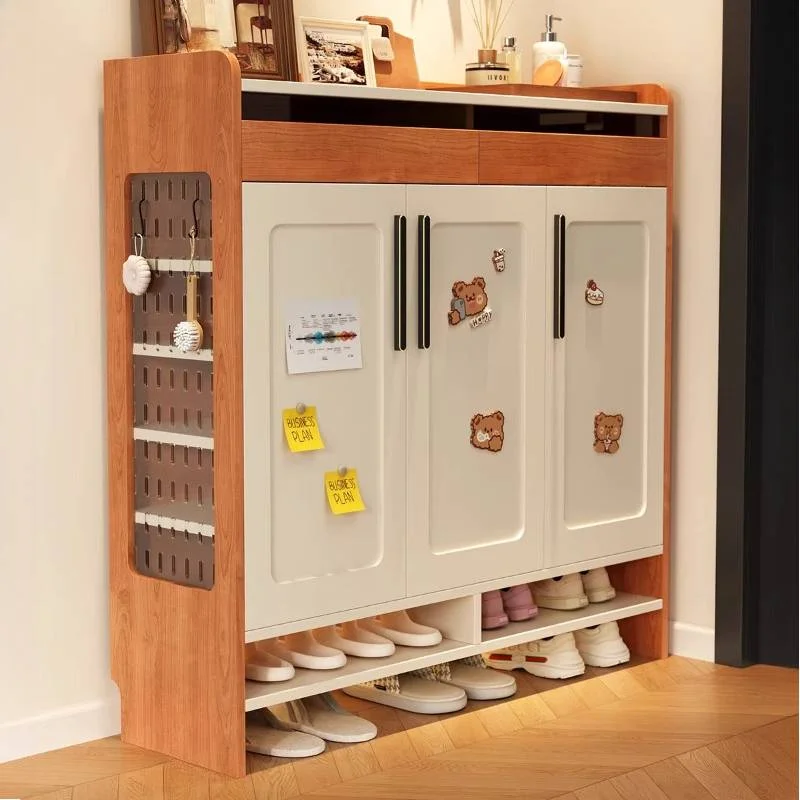 Design Minimalist Shoe Cabinet Wooden Storage Apartments Drawers Shoe Shelf Hidden Compartment Organizador Zapatos Furniture