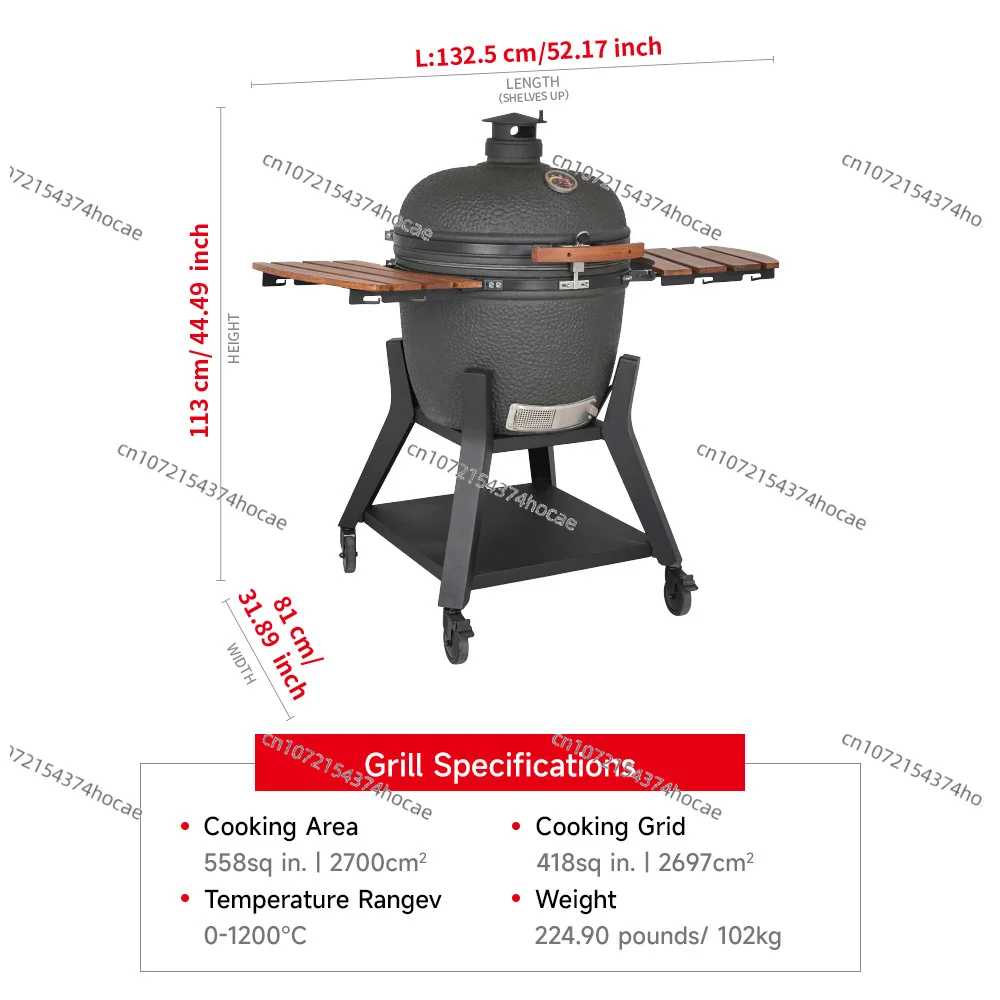 Dark Grey XL Large Professional Charcoal Grill Outdoor Bbq Kitchen Barbecue