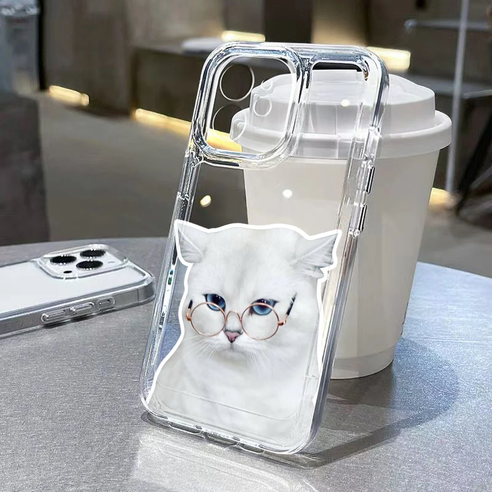 Cute Cat Clear Case For iPhone 15 Pro Max 11 12 13 14 X XR XS Max 7 8 Plus SE 2020 2022 i11 i12 i13 i14 i15 Soft Silicone Cover