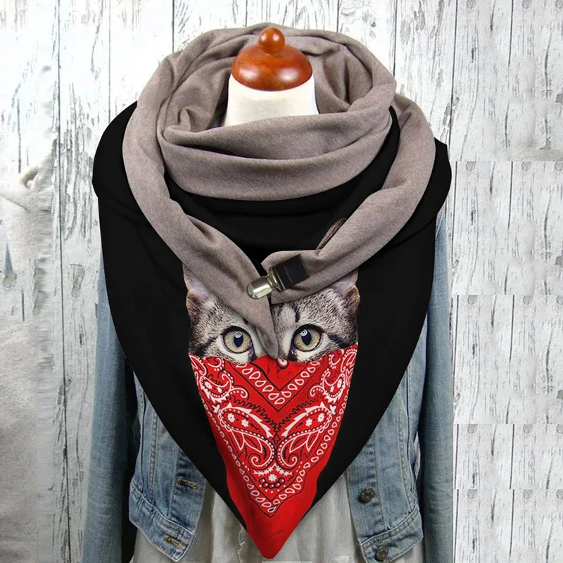 Cat Print 3D Printed Scarf and Shawl Warm for Women and Men