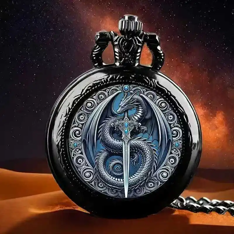 Feilong pocket watch, Lion flip pocket watch, Truck classic hanging watch gift, Fashion accessories, Trendy personality gift