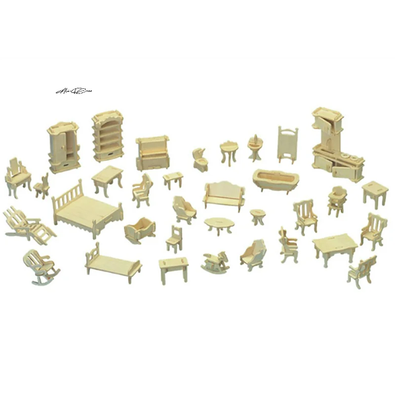 

DIY Mini Furniture Model Set - 34 Piece Doll House Simulation Home Decor Accessories Scene Toys For Kids And Collectors