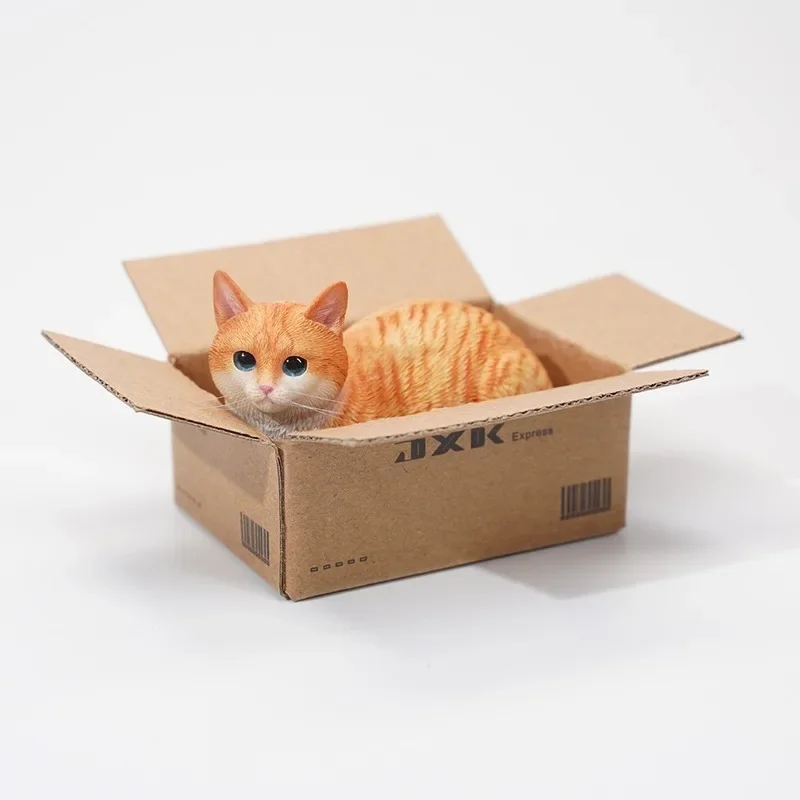 Creative Creative Miniature Paper Box Cat Figurines Resin Cute Cat Carton Mini Ornament Animal Model Desk Decor Home Decoration