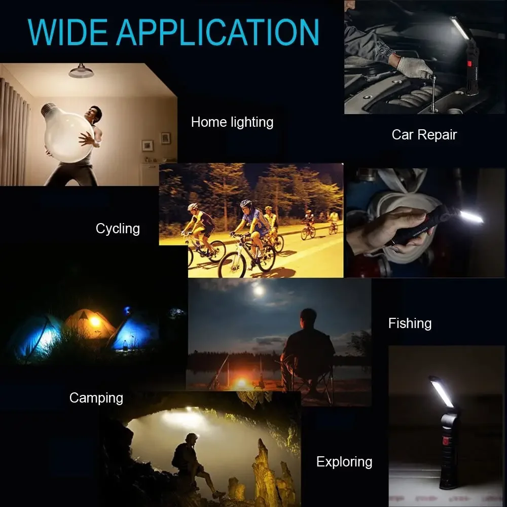 Перезаряжаемый светодиодный фонарик для кемпинга, рабочий свет с магнитом и крючком, IP64, водонепроницаемый, 5 режимов освещения, подходит для ночной работы