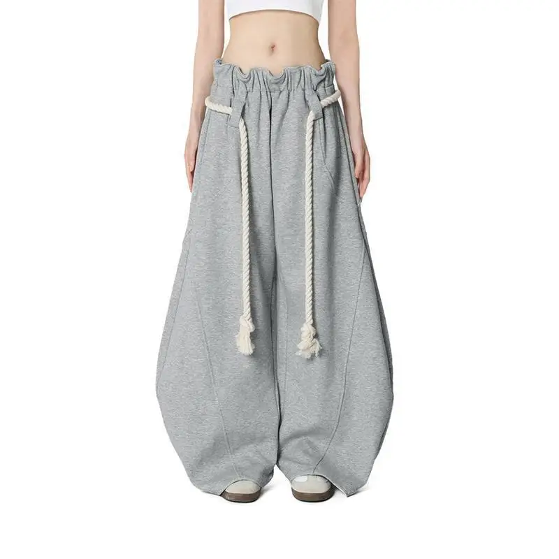 Ultra Wide Leg Sweatpants Baggy Pants Elastic Waist Neutral Style Casual Trousers for Women Summer 2025 Harem Pants