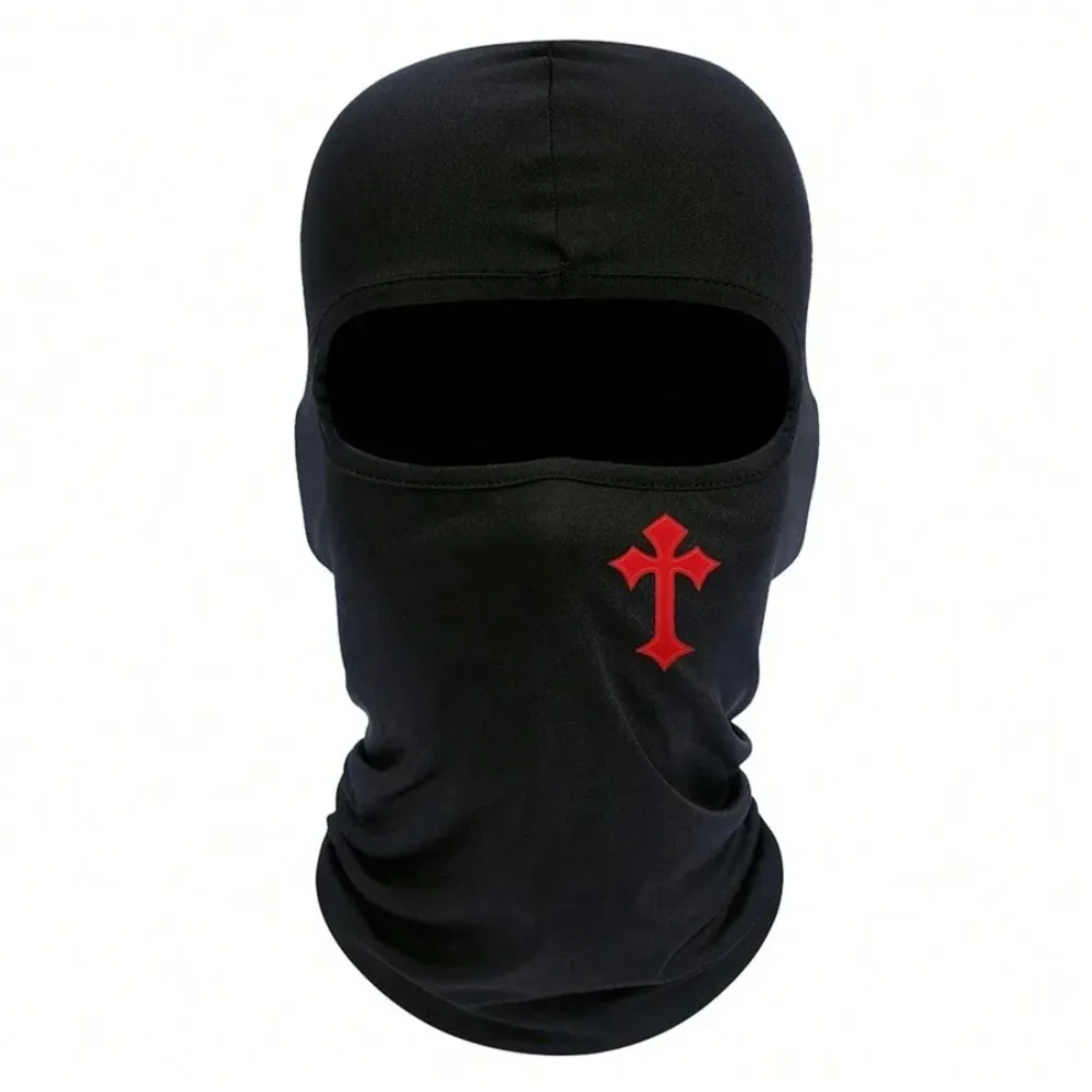 1pc Cross Print Windproof Sun Hat Balaclava Mask Hood Outdoor Riding Equipment Used For Men And Women Care