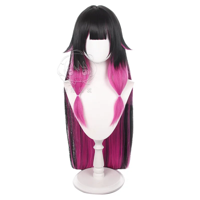 Columbina Cosplay Pruik Genshin Impact Game Dress Up Pruiken Vrouw Zwart Roze Gradiënt Synthetisch Haar Halloween Kostuum Accessoires