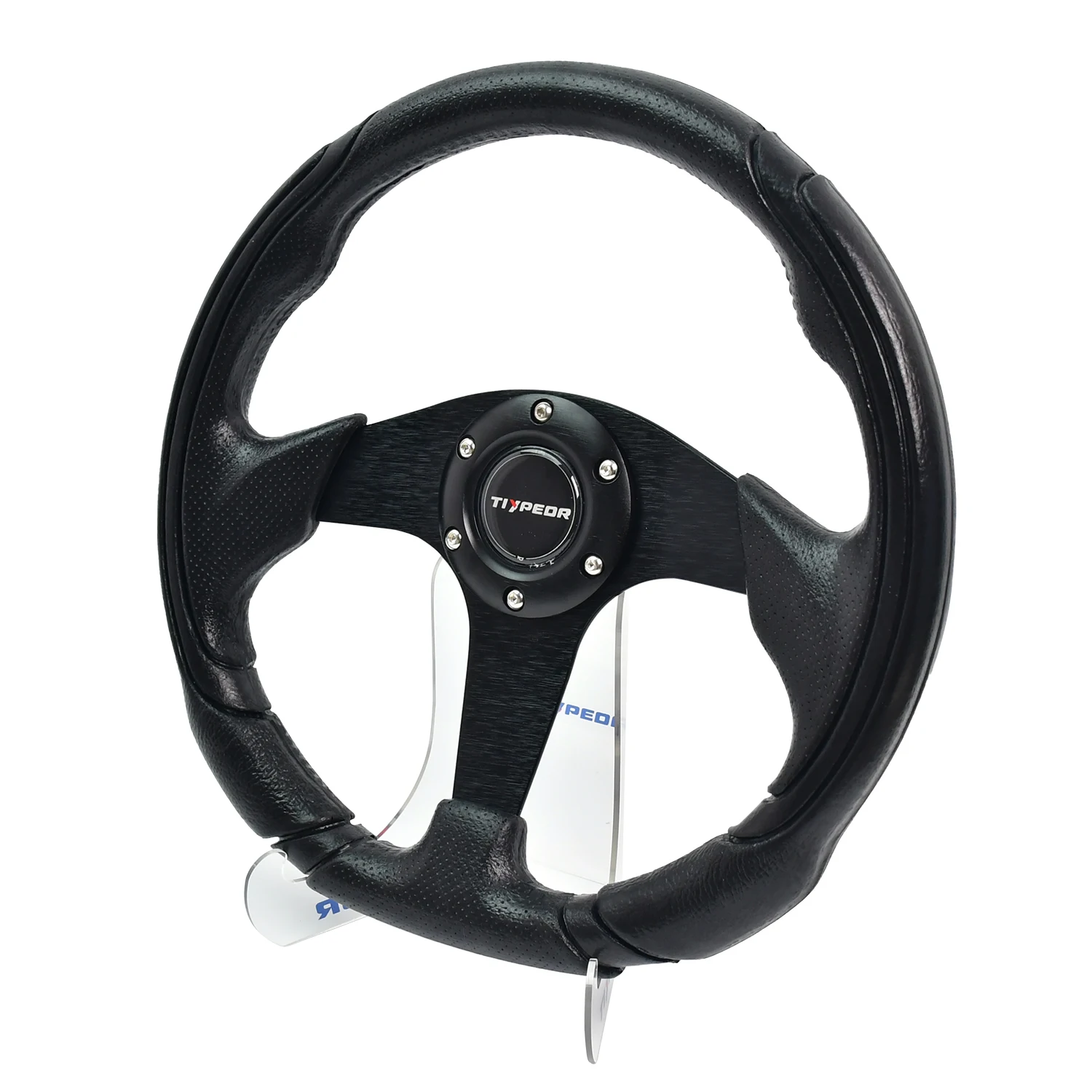 

TIYPEOR Black PU Material Universal 330mm Steering Wheel with 35mm Flat No-Hole Bracket