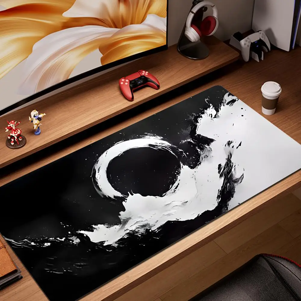 

Black and white Mouse Pad Large Computer Office Game Table Mats XXL Rubber Anti-slip Gaming Keyboard Long HD Desk Pads HYBXAXC