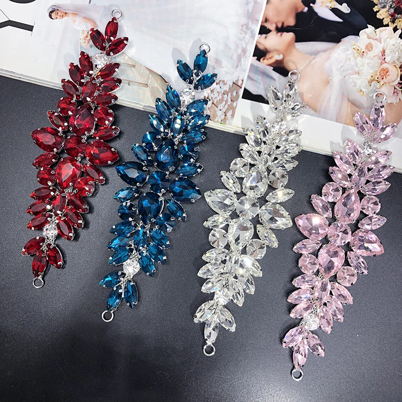 Qing Family Colorful Crystal Patch Sewing On Rhinestone Glass Welding Flower Decal For Wedding Boots Decorative Accessories