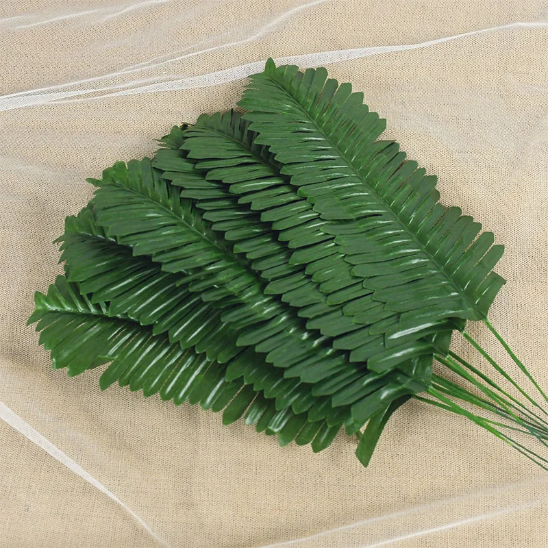 10/20pcs Artificial Green Palm Leaves Tropical Monstera Silk Turtle Leaves for Hawaiian Luau Beach Wedding Party Home Decoration