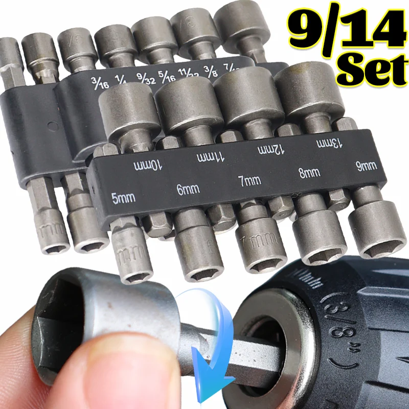 

Hexagon Nut Driver Drill Bit Socket Hex Sockets Sleeve Screwdriver Wrench Set Drill Bit Adapter Electric Screwdriver Handle Tool