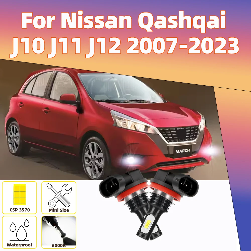 

2x For Nissan Qashqai J10 J11 J12 2007 2008-2018 2019 2020 2021 2022 2023 Led Car Fog Lamps 6000K 3570 CSP Front Fog Light Bulbs