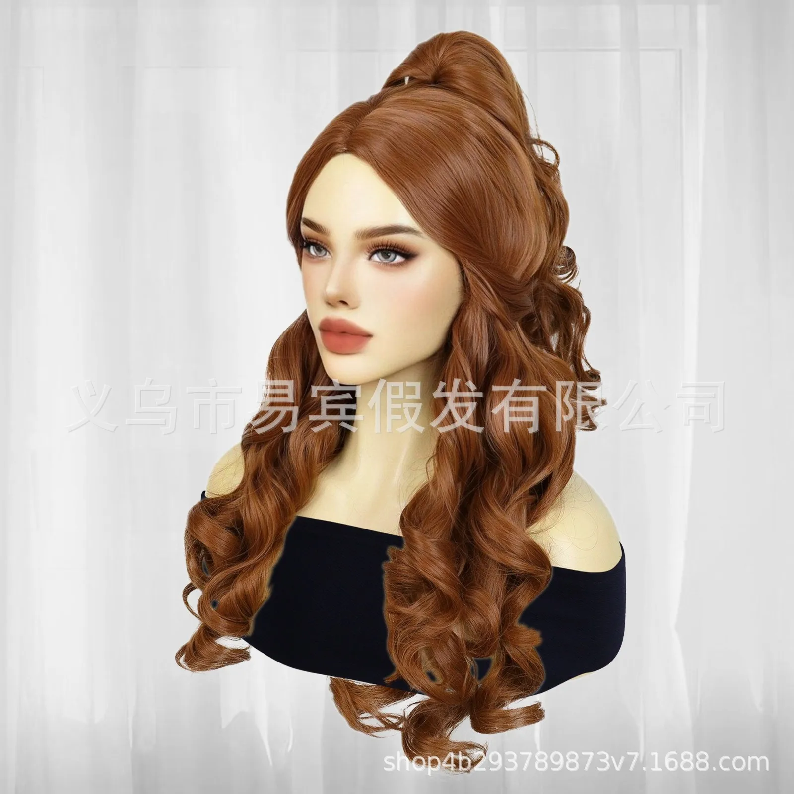 Halloween women Princess Belle Ponytail Wig Stage role play Brown Hair Buch Pony-tail Belle wig  costumes - Image 2