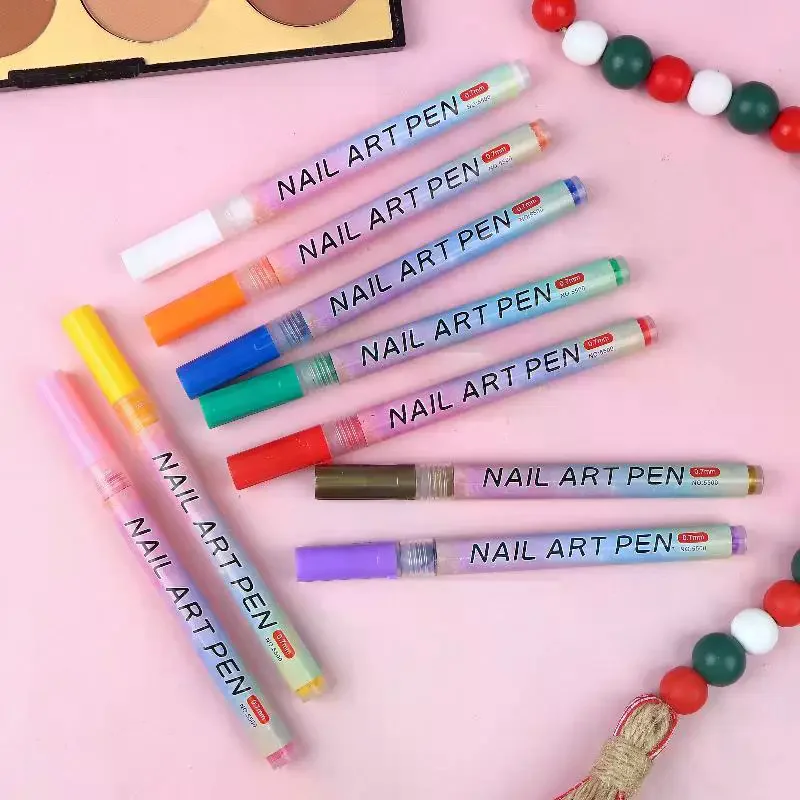 4/12pcs/Set Colourful Nail Art Graffiti Pen Waterproof Diy 3d Nail Art Drawing Pen Abstract Lines Fine Painting Tools