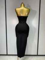 Women Sexy Strapless Diamond Lines Bodycon Bandage Long Dress Celebrity Red Carpet Dress Elegant Evening Birthday Party Dresses - Image 4