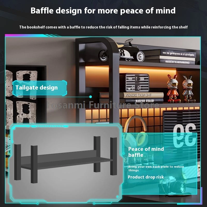 Черный широкий студенческий учебный стол Современный офисный прочный стол для ПК с полкой Y-образный металлический каркас Игровой компьютерный стол для домашнего геймера