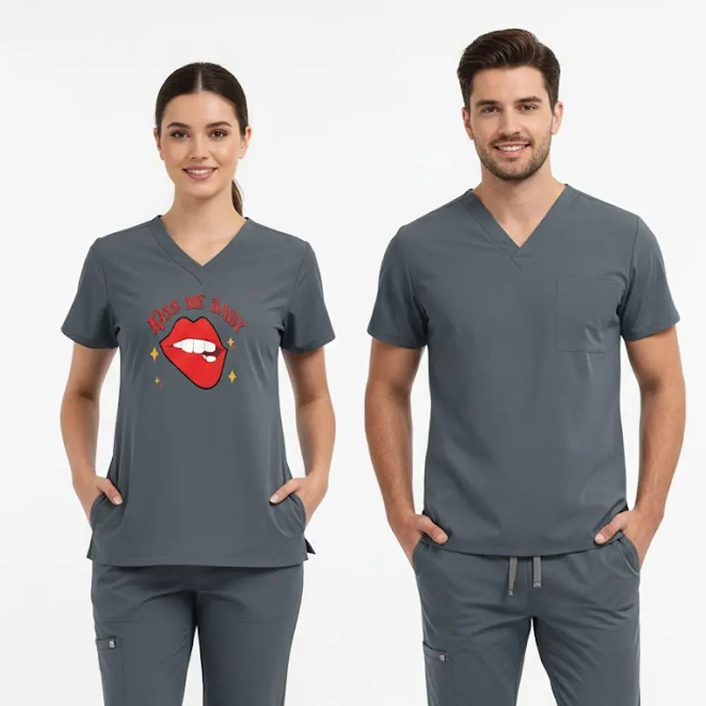 Profesjonalne odzież robocza do higieny: Uniform unisex do prania i noszenia |   Nowoczesna odzież robocza z dekoltem w kształcie litery V dla szpitali i branży gastronomicznej