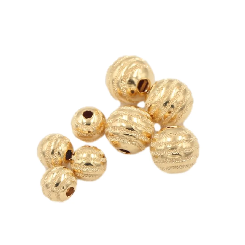 14K Gold Filled Stardust Round Ball Bead w/ Hexagon Hole 6mm 8mm for Bracelet Necklace