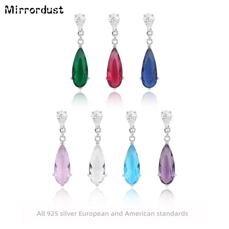 

【Mirrordust】S925 Серебряные серьги с цирконом и каплями воды, нишевый дизайн, модный стиль для поездок на работу, легкие роскошные ювелирные изделия для женщин